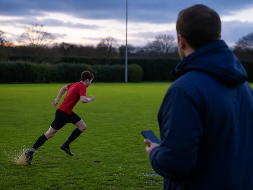 Sportif filmé avec un smartphone pendant une course sur piste
